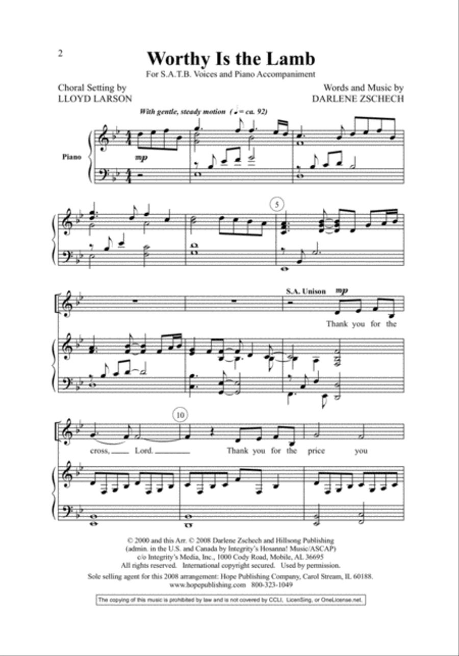 Worthy Is the Lamb 4-Part scores gallery preview page 2