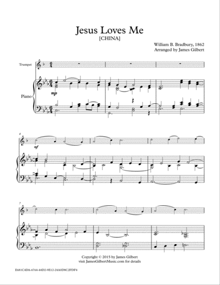 Jesus Loves Me Trumpet Solo scores gallery preview page 1