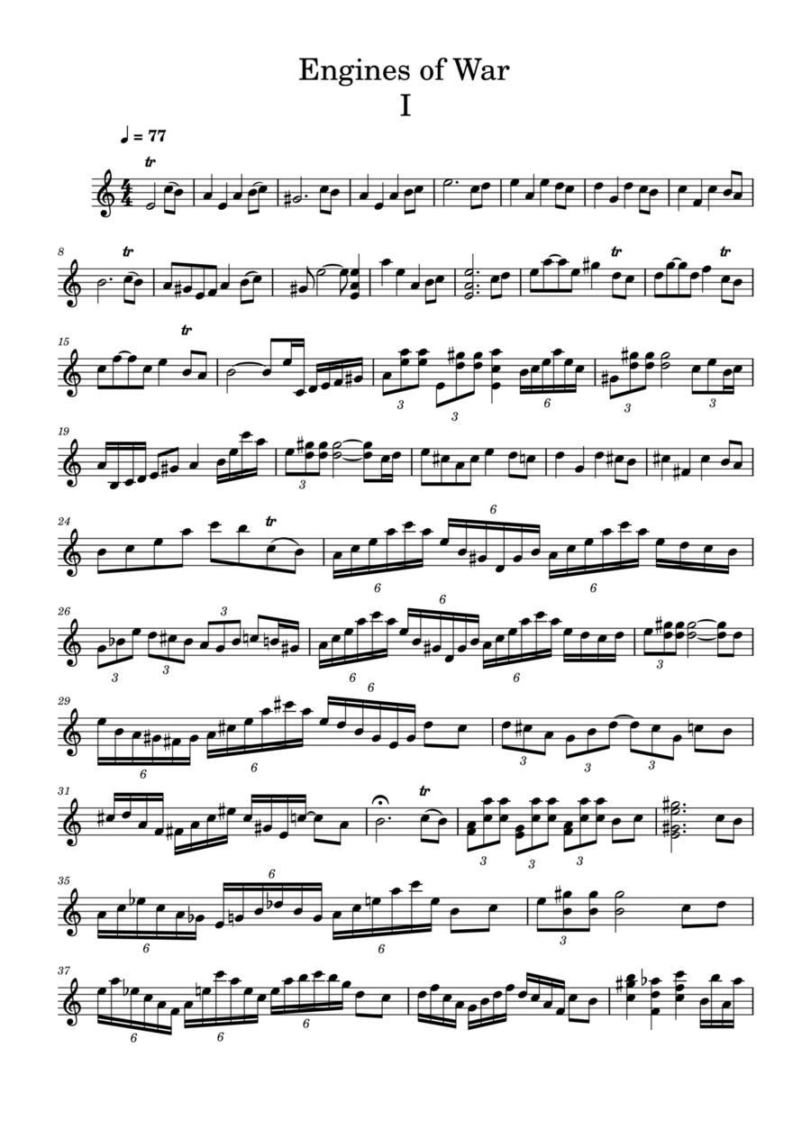 Engines of War - I Engines of War - I Violin Solo scores gallery preview page 1