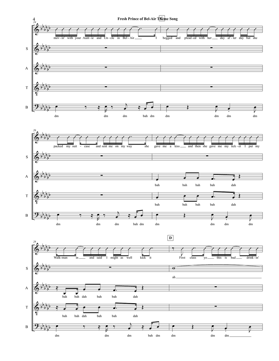 Fresh Prince Of Bel-air 4-Part scores gallery preview page 4