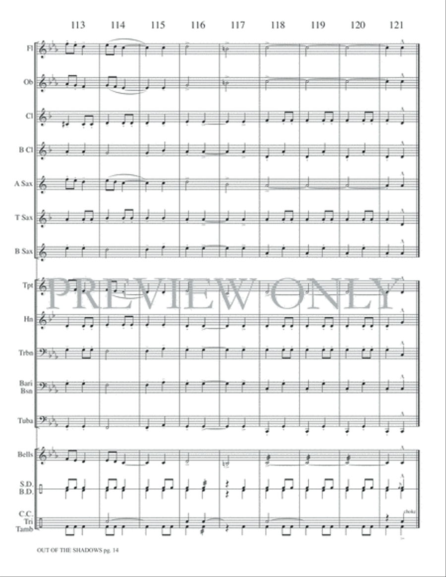 Out of the Shadows Concert Band scores gallery preview page 17