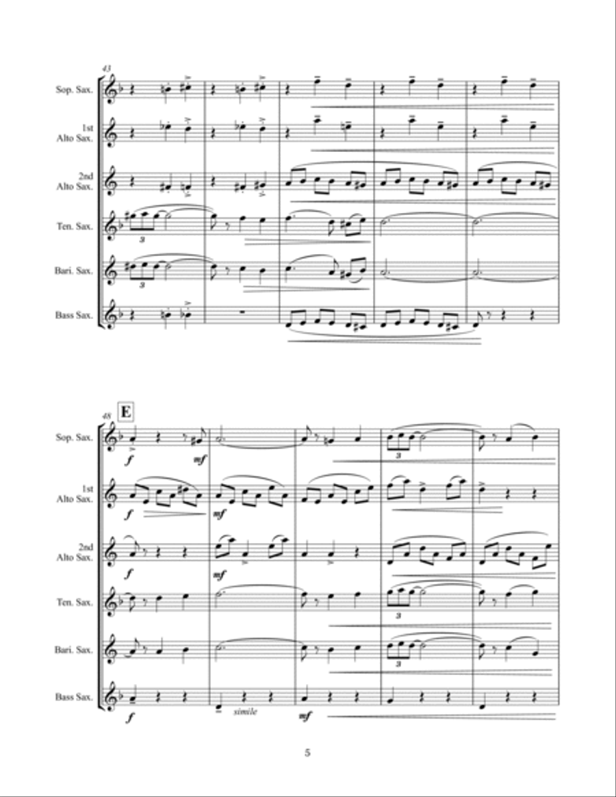 Dancing Devil (Saxophone Quintet) Saxophone Quintet scores gallery preview page 5