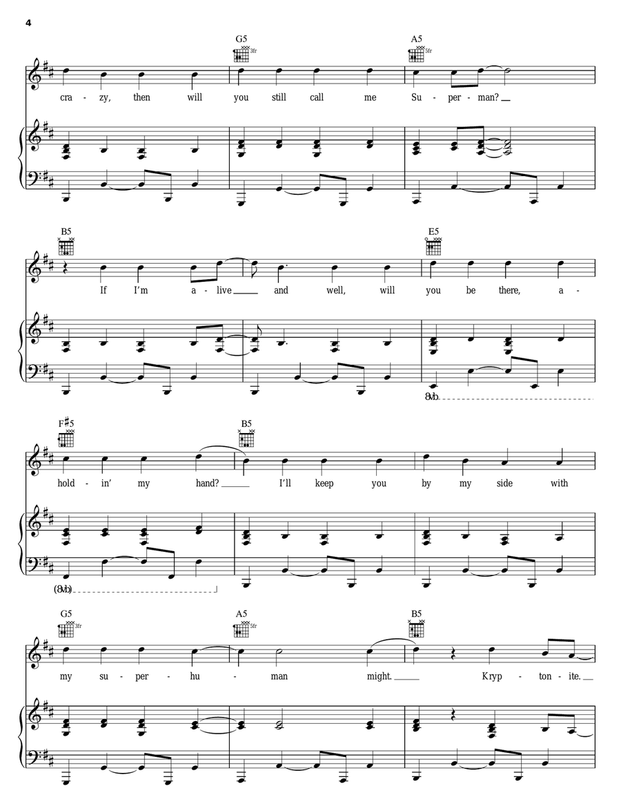 Kryptonite Piano, Vocal, Guitar scores gallery preview page 4