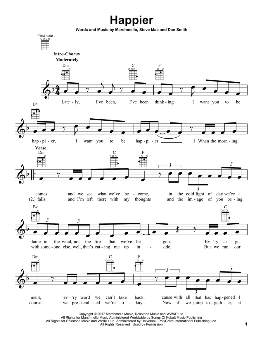 Happier Ukulele scores gallery preview page 1