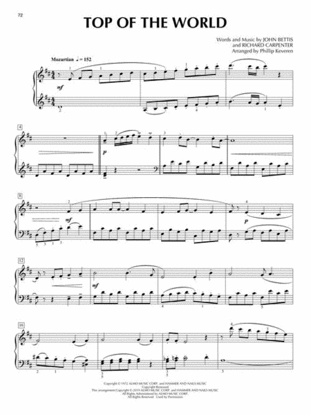 Carpenters by The Carpenters Piano Solo - Sheet Music