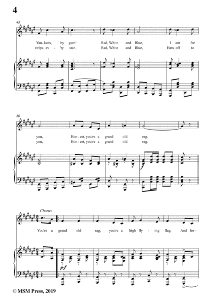 George M. Cohan-You're A Grand Old Rag,in F sharp Major,for Voice&Piano Voice scores gallery preview page 6