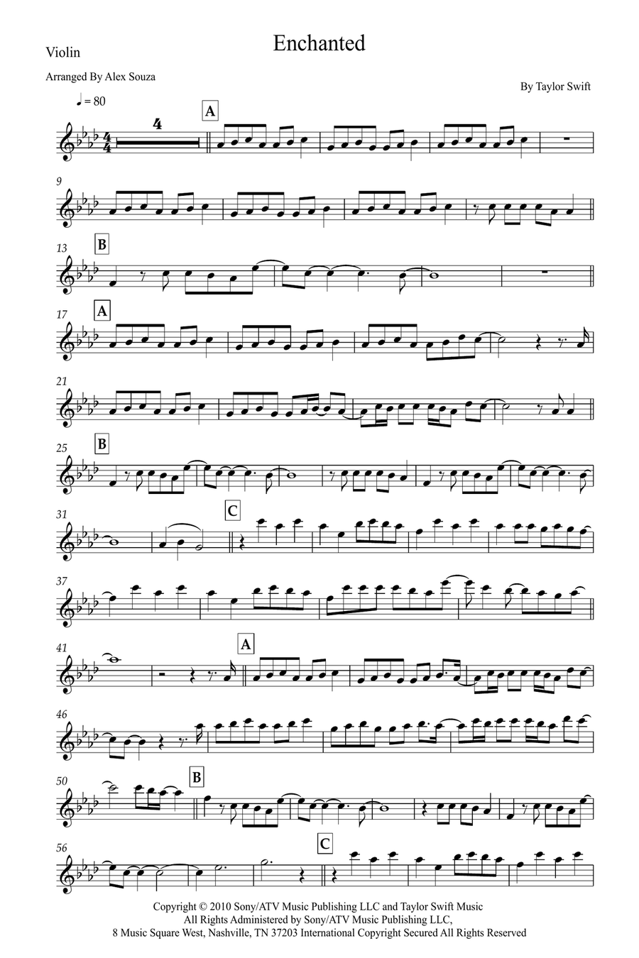 Enchanted Enchanted Violin Solo scores gallery preview page 1