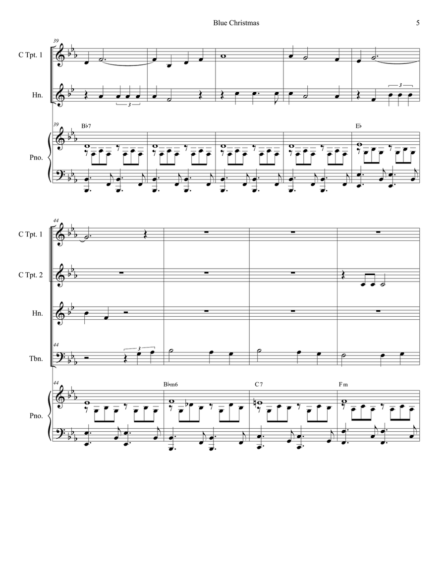Blue Christmas Blue Christmas Brass Ensemble scores gallery preview page 5