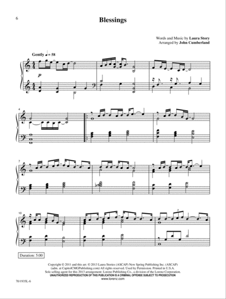 Blessing and Honor Piano Solo scores gallery preview page 3