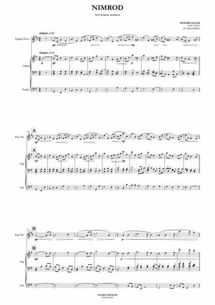 Elgar – Nimrod (for English Horn and Organ) by Edward Elgar English Horn - Digital Sheet Music