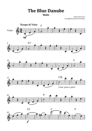 The Blue Danube - Violin Solo with Chord Notations