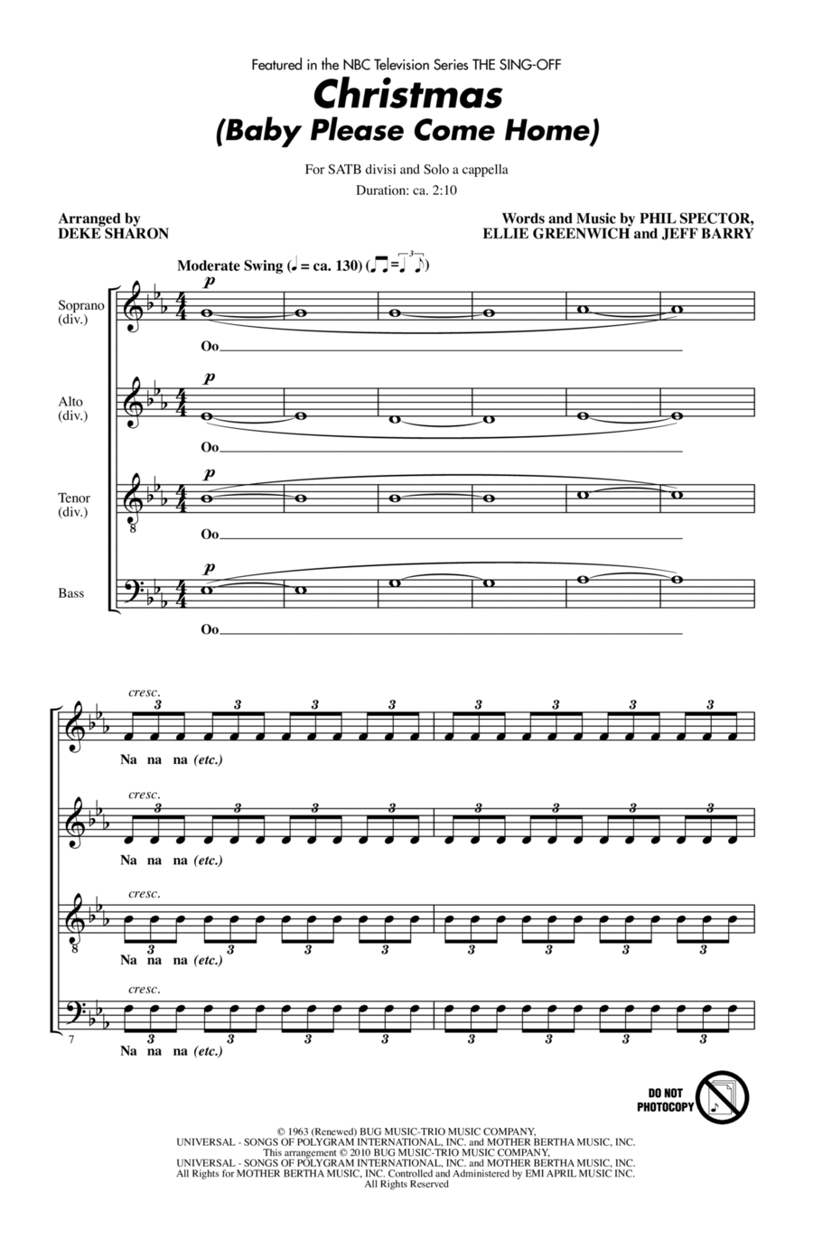Christmas (Baby Please Come Home) (from NBC's The Sing-Off) 4-Part scores gallery preview page 1