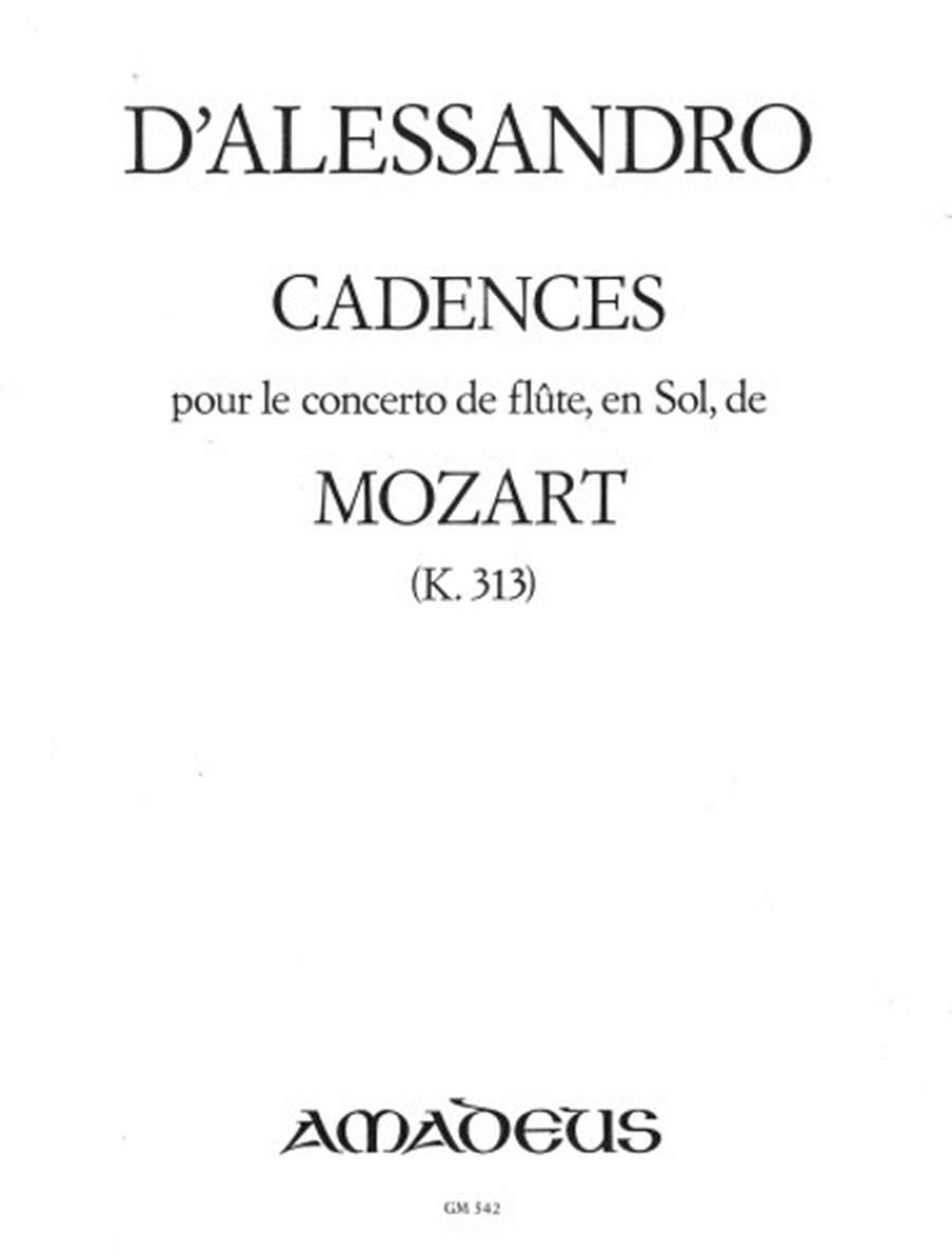 Cadences pour le concerto de flûte, en Sol, de Mozart