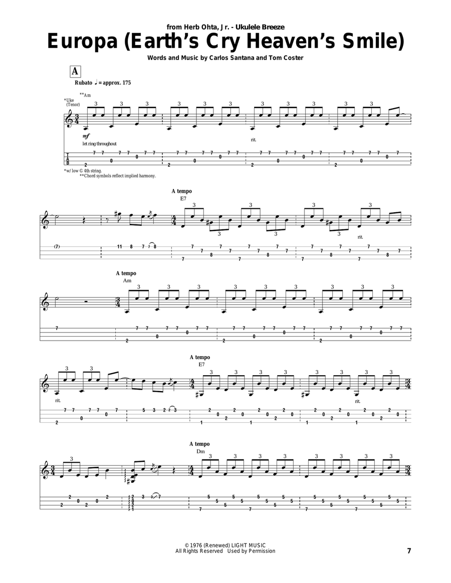 Europa Ukulele scores gallery preview page 1