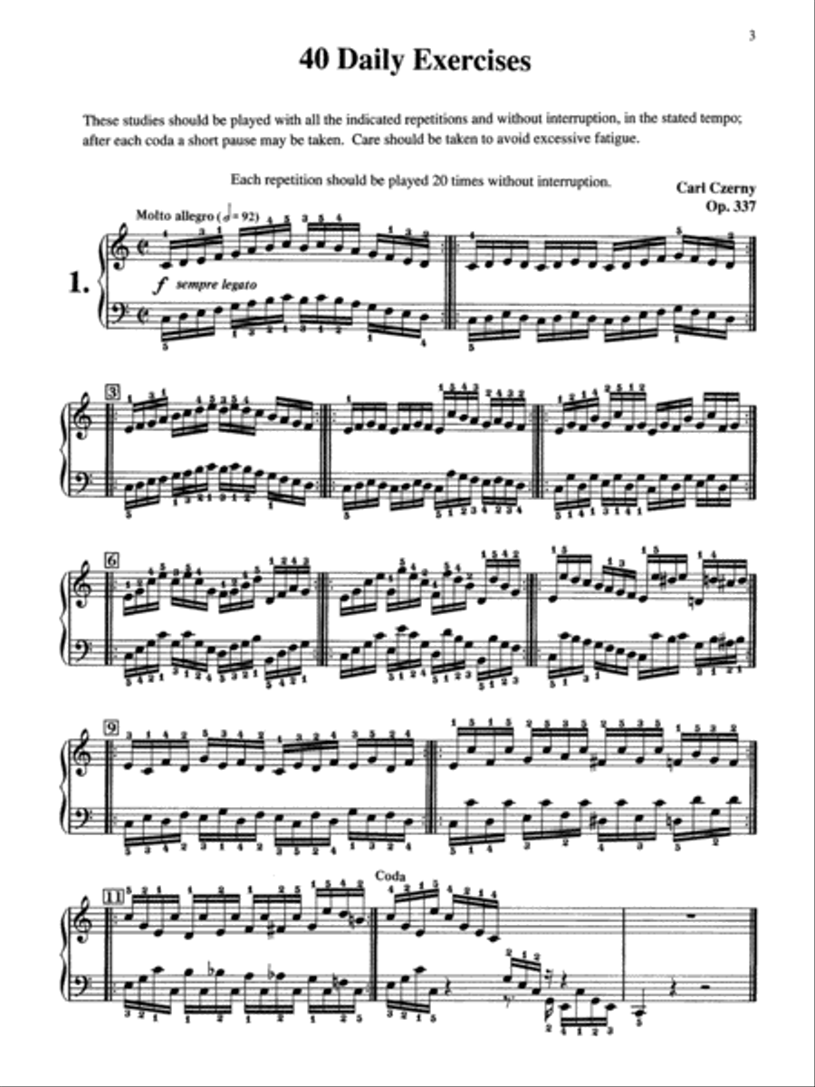 Czerny -- 40 Exercises, Op. 337 Piano Method scores gallery preview page 2