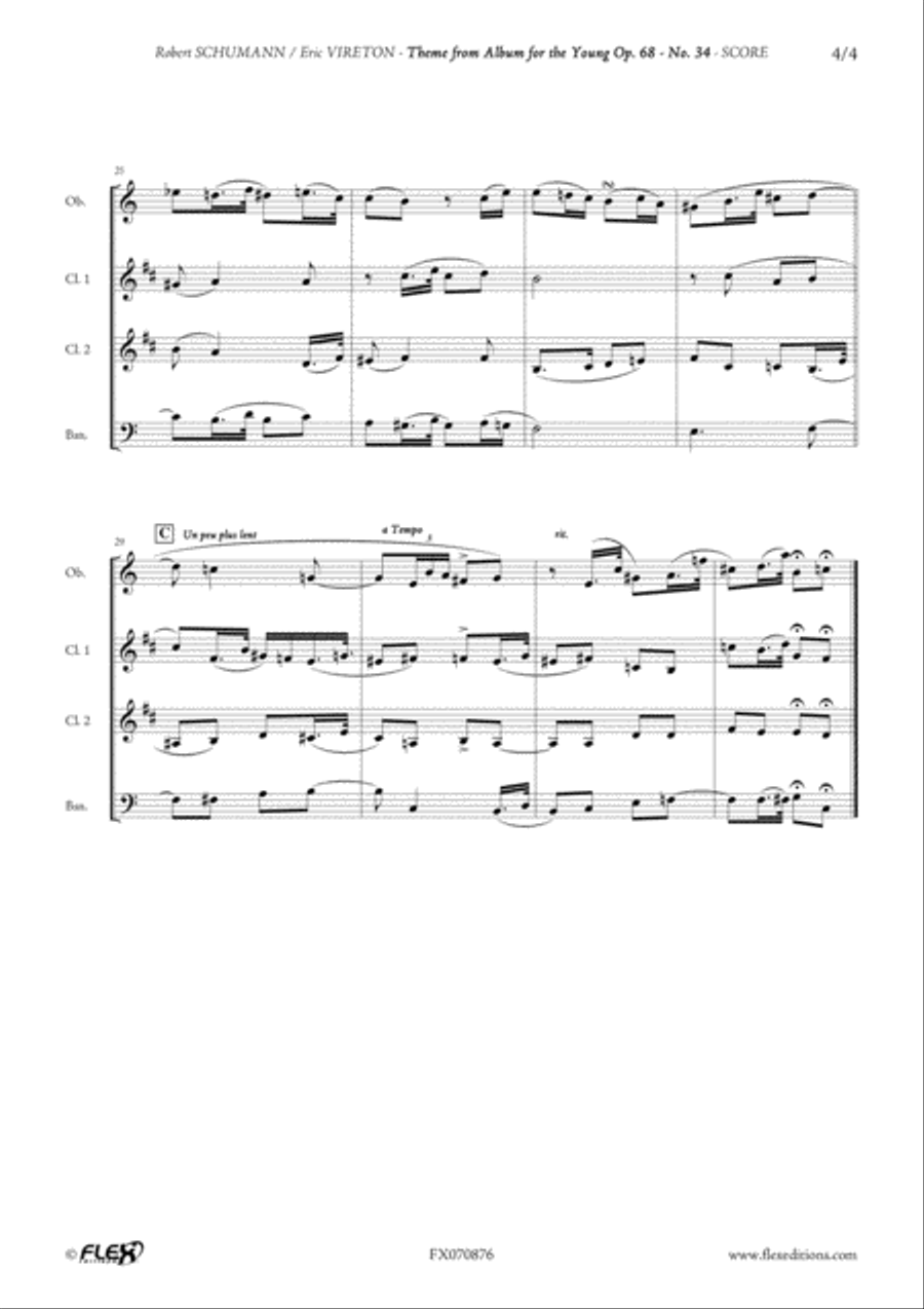 Theme from Album for the Young Opus 68 No. 34 Bassoon scores gallery preview page 4