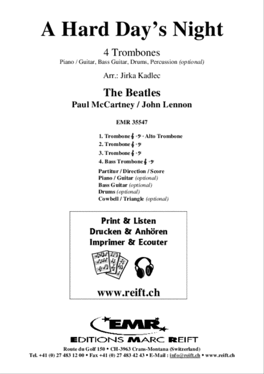 A Hard Day's Night Trombone Quartet scores gallery preview page 2