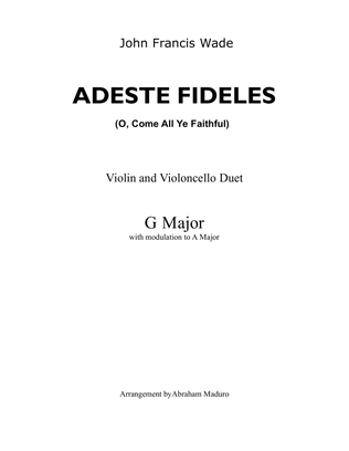 Adeste Fideles (O, Come All Ye Faithful) Violin and Cello Duet-Score and Parts