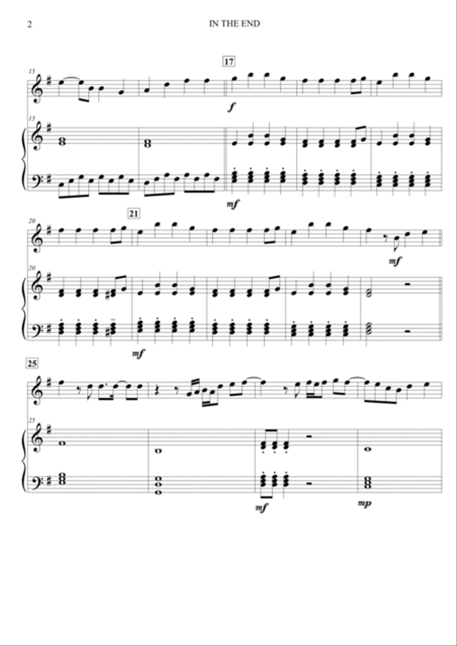 In The End Violin Solo scores gallery preview page 3