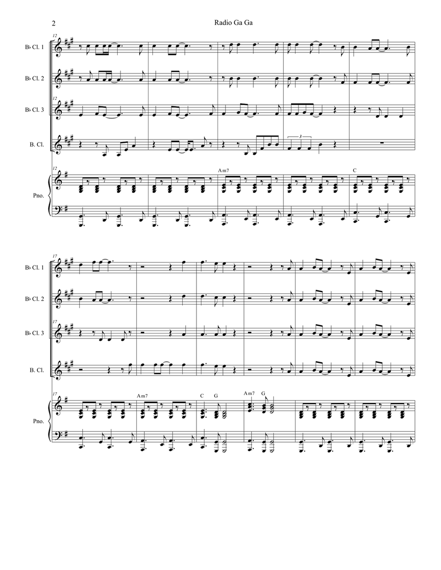 Radio Ga Ga Woodwind Ensemble scores gallery preview page 2