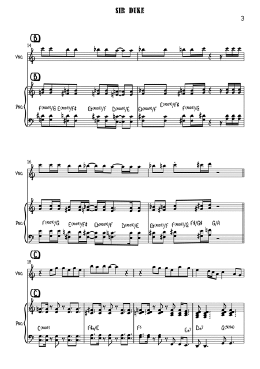 Sir Duke Sir Duke Violin Solo scores gallery preview page 3
