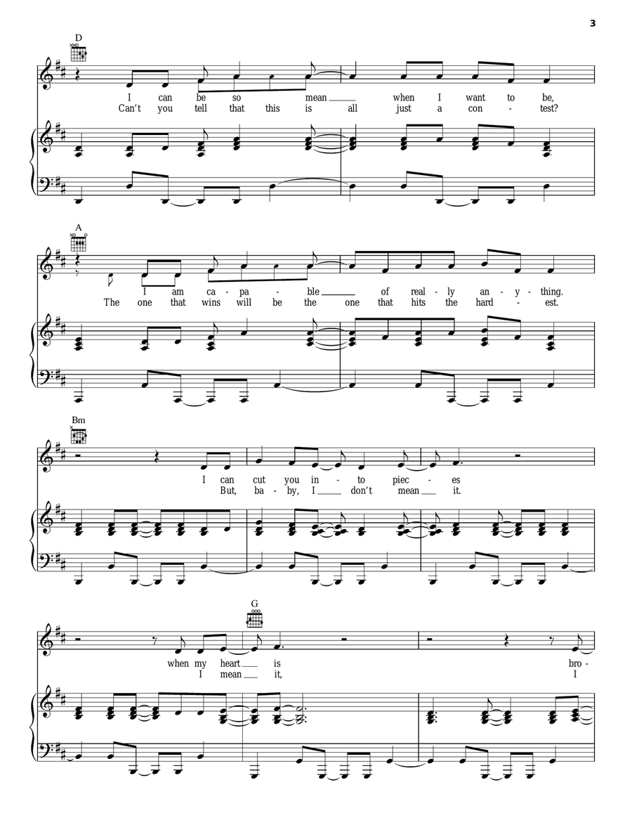 Please Don't Leave Me Piano, Vocal, Guitar scores gallery preview page 3