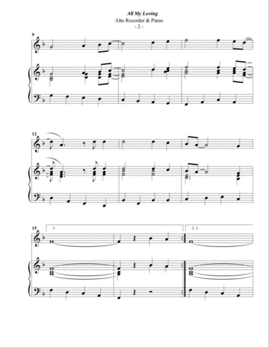 All My Loving Piano scores gallery preview page 2