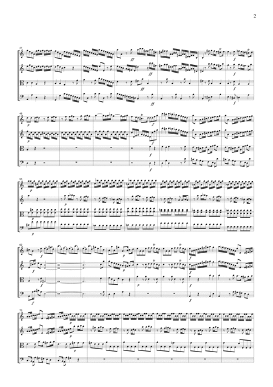 Vivaldi Concerto for 2 Violins in a moll, Op3, No.8, all mvts., for string quartet, CV105 String Quartet scores gallery preview page 2