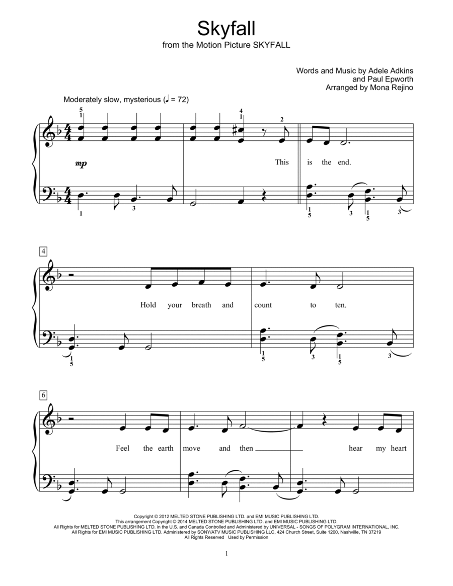 Skyfall Piano Method scores gallery preview page 1