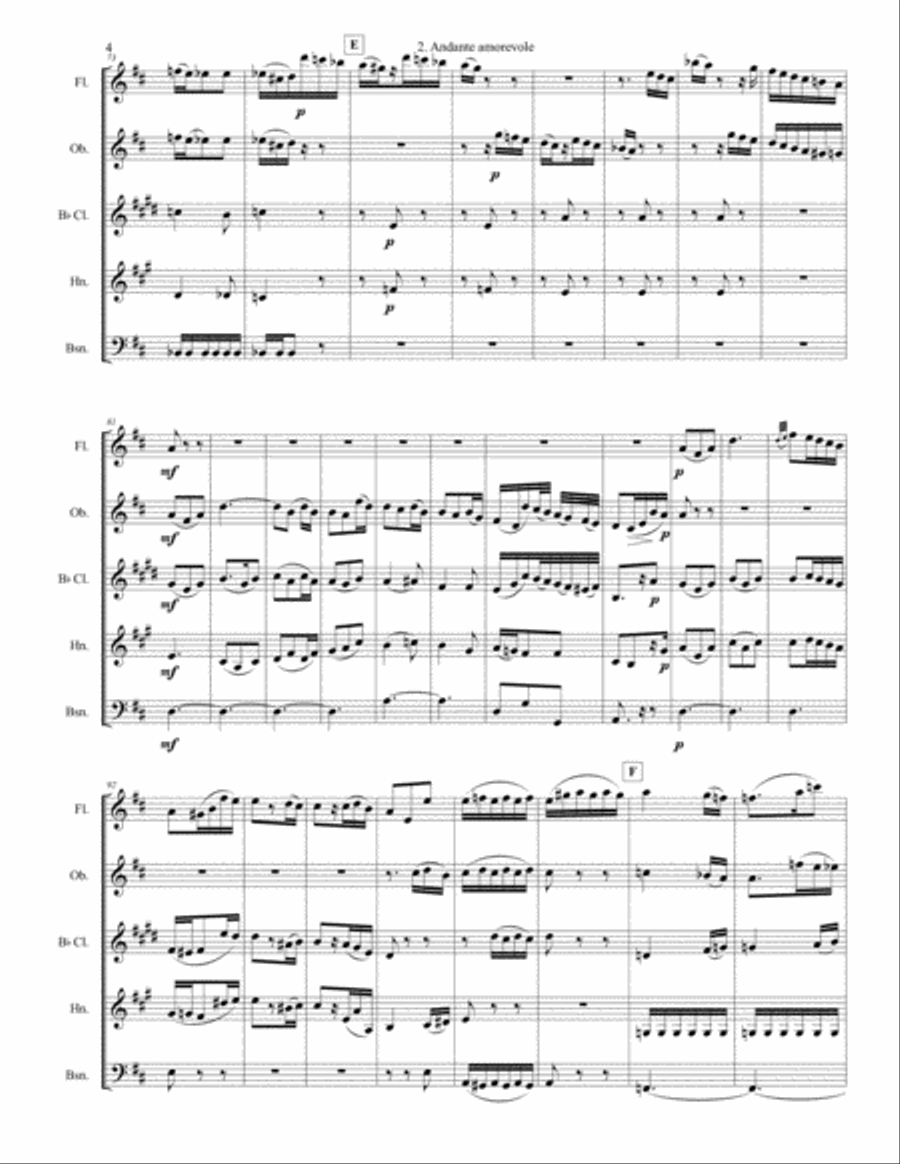 Andante and Menuetto from String Symphony 7 Woodwind Quintet scores gallery preview page 4
