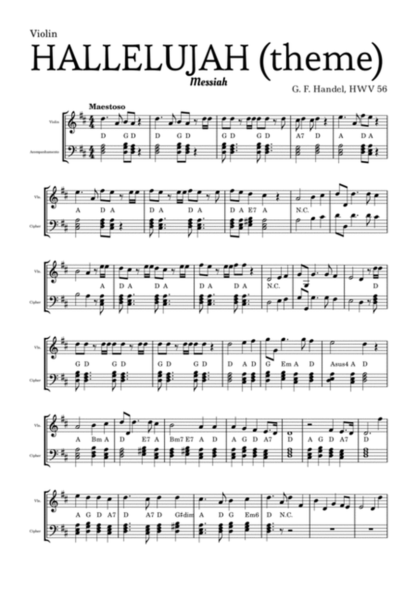 Aleluia (HALLELUJAH), of the Messiah - for Violin and accompaniment image number null