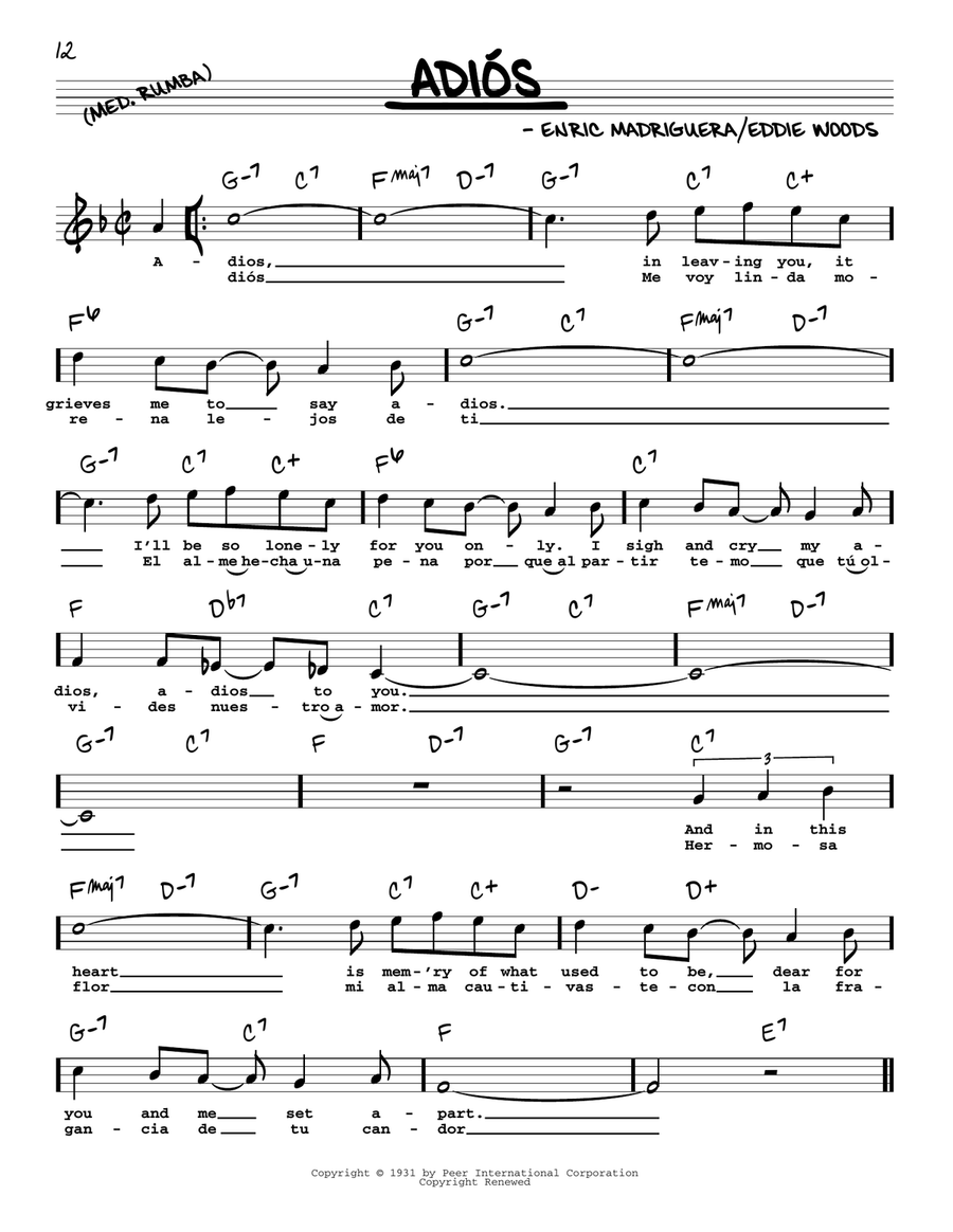 Adios (High Voice) Adios (High Voice) High Voice scores gallery preview page 1