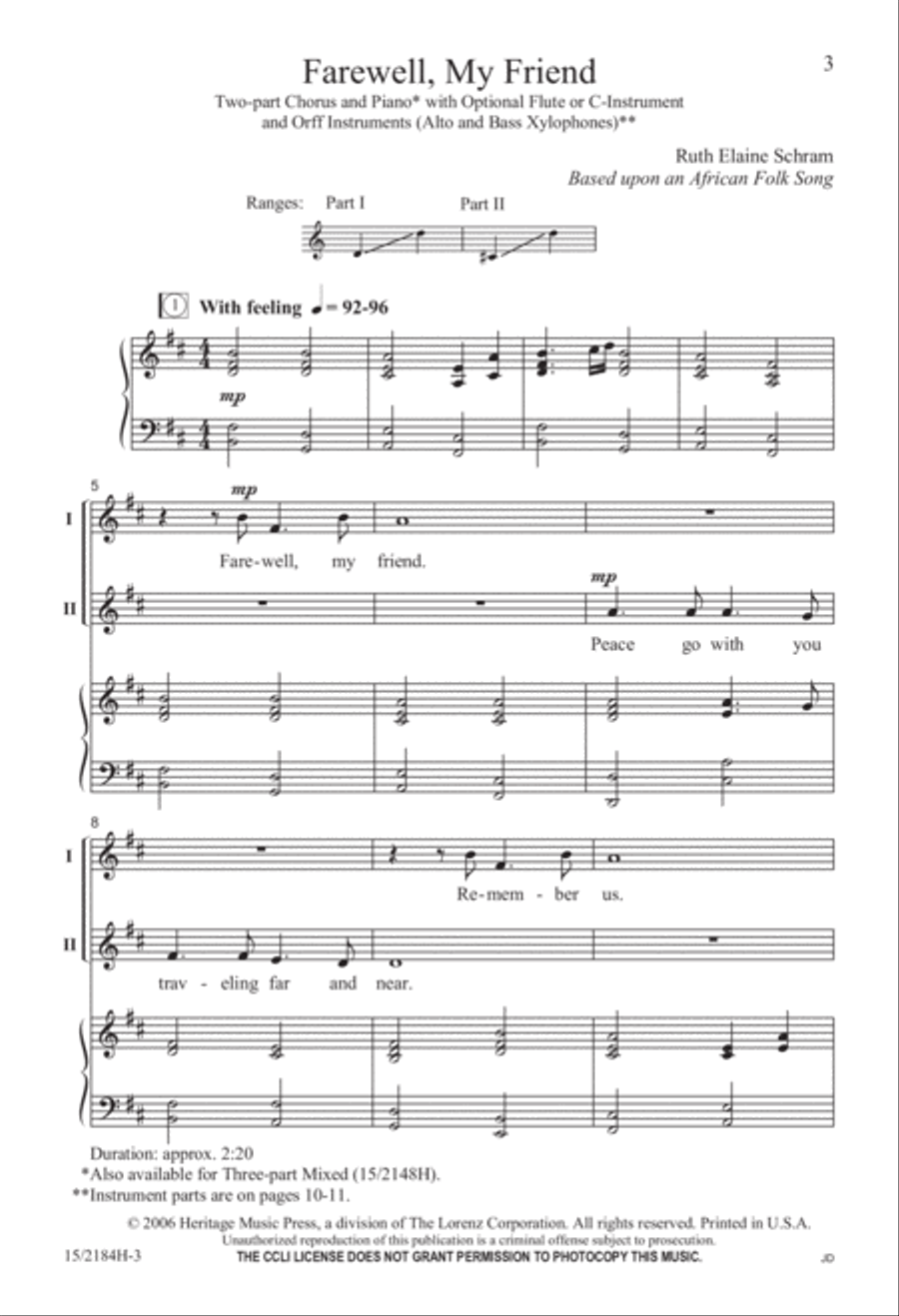 Farewell, My Friend 2-Part scores gallery preview page 3