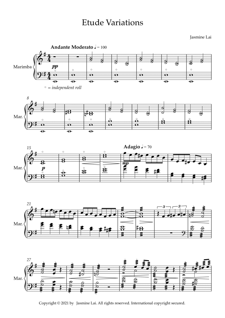 Étude variations Marimba scores gallery preview page 1