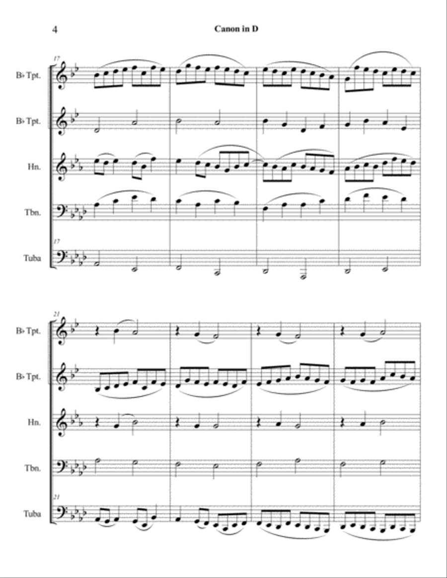 Pachelbel's Canon for Brass Quintet Brass Quintet scores gallery preview page 4