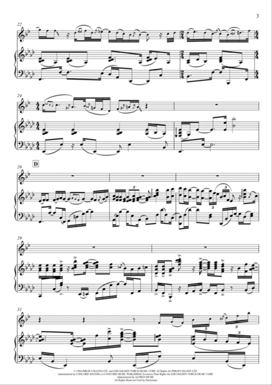 Against All Odds (take A Look At Me Now) B-Flat Clarinet scores gallery preview page 3