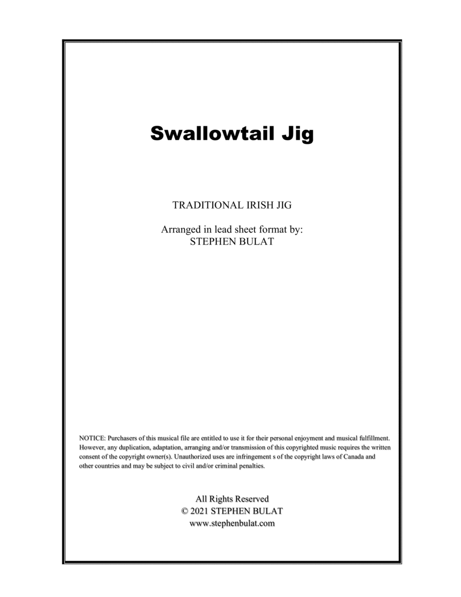 Swallowtail Jig (Irish Traditional) - Lead sheet (key of Gm)