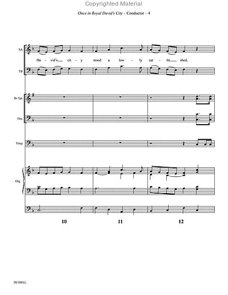 Once in Royal David’s City - Brass and Percussion Score and Parts