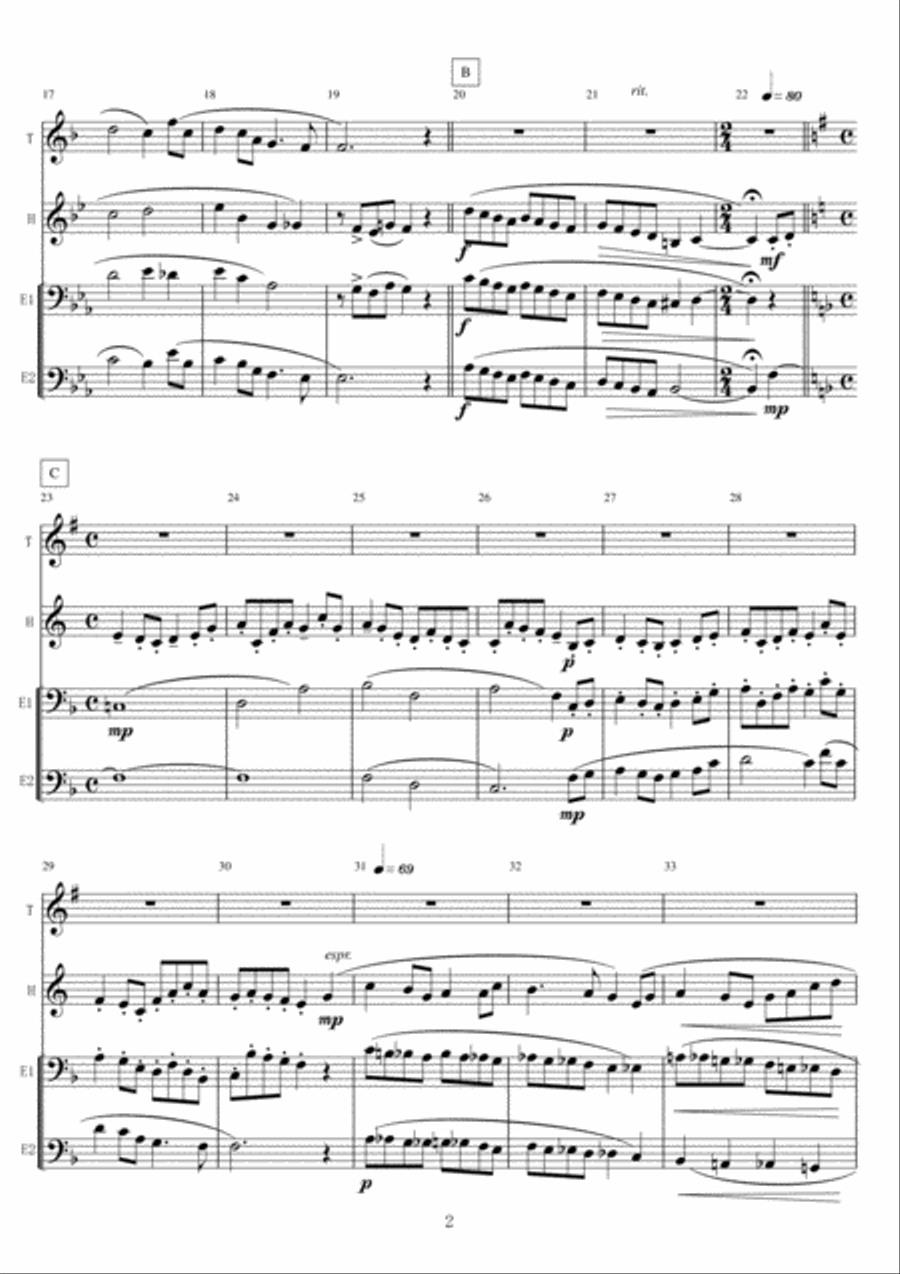 Fantasy from Down By The Salley Gardens for Brass Quartet Brass Quartet scores gallery preview page 2