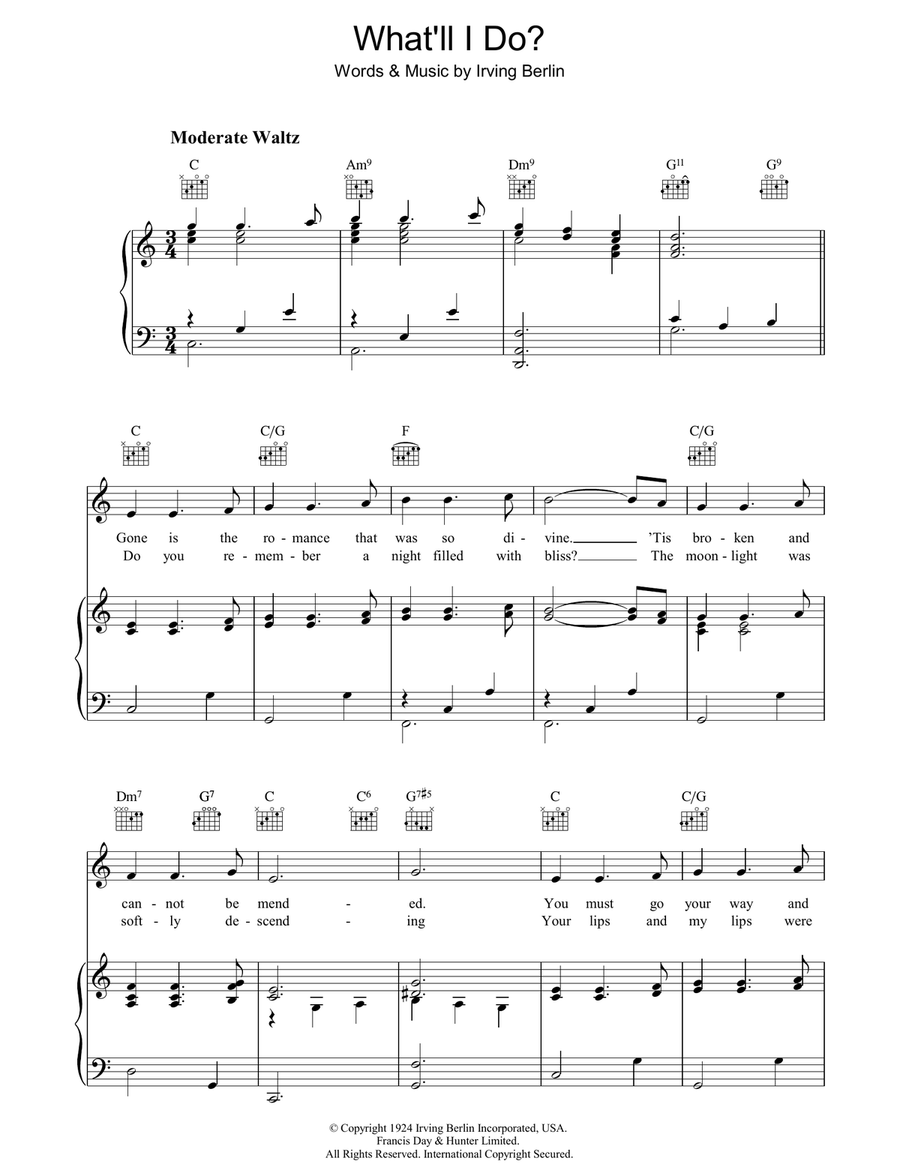 What'll I Do Piano, Vocal, Guitar scores gallery preview page 1