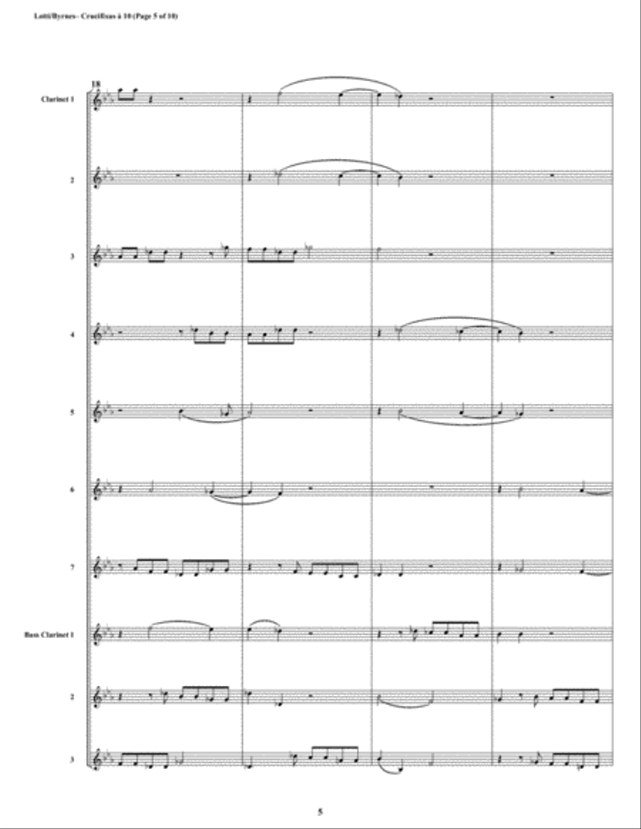 Crucifixus a 10 by Antonio Lotti (Clarinet Choir) Clarinet Choir scores gallery preview page 5