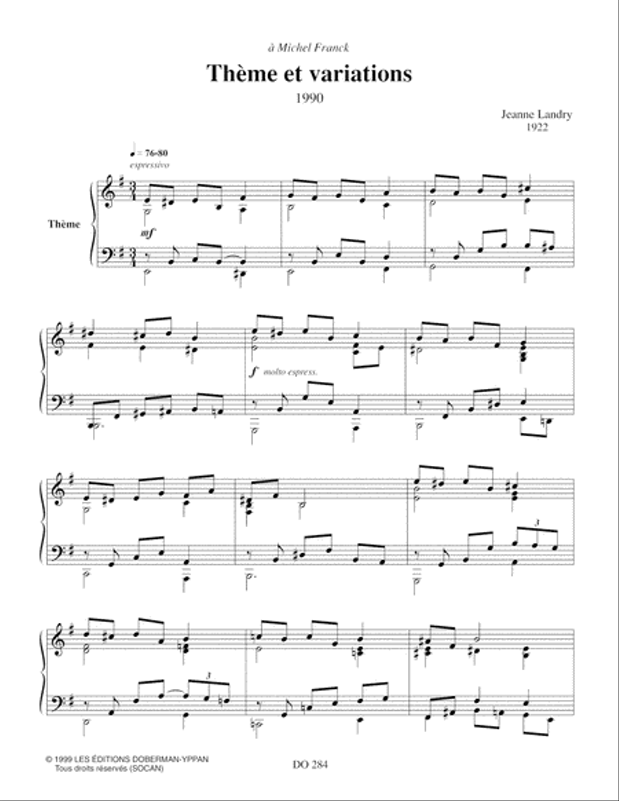 Thème et variations Piano Solo scores gallery preview page 3