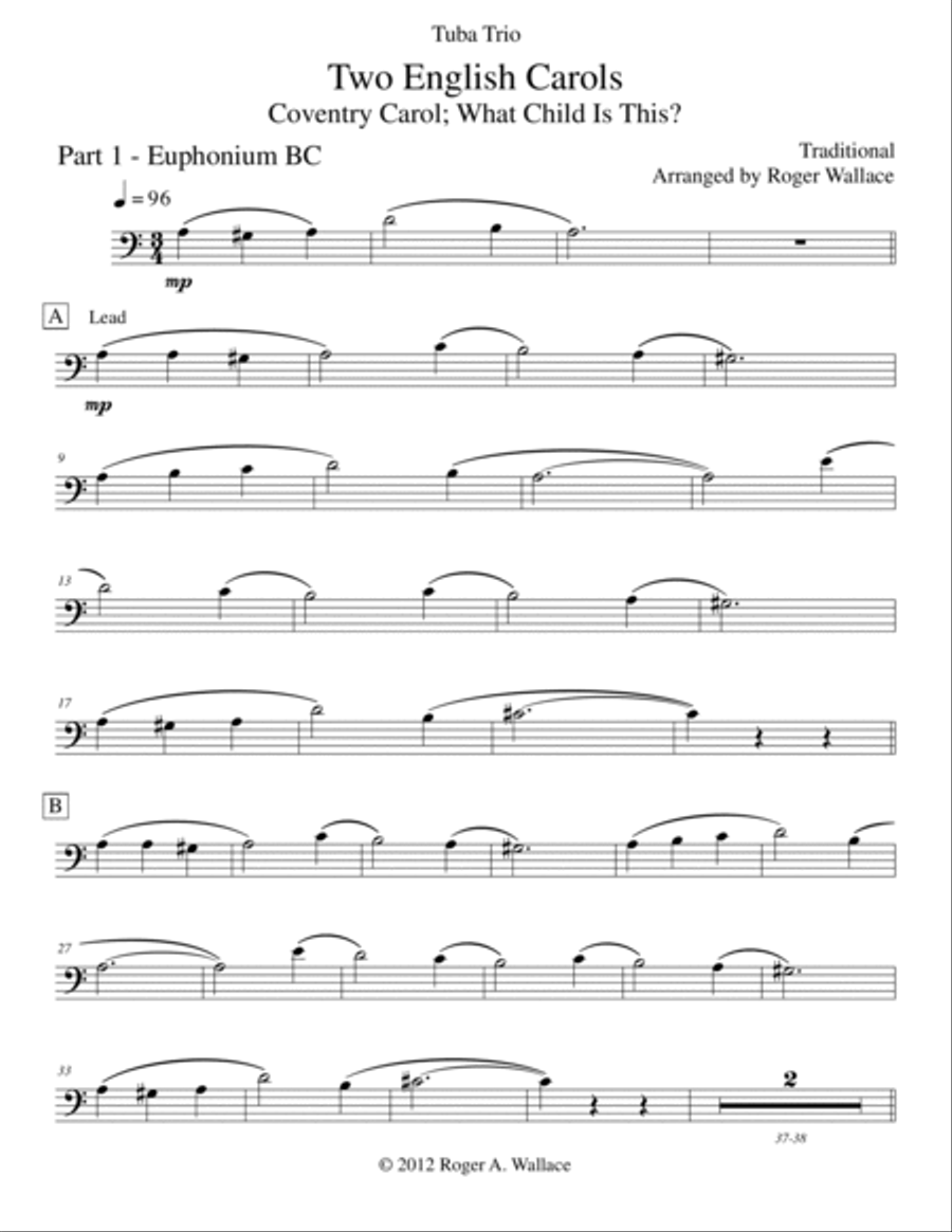 Two English Carols (Coventry Carol; What Child Is This?) - Tuba Trio Two English Carols (Coventry Carol; What Child Is This?) - Tuba Trio Brass Trio scores gallery preview page 4