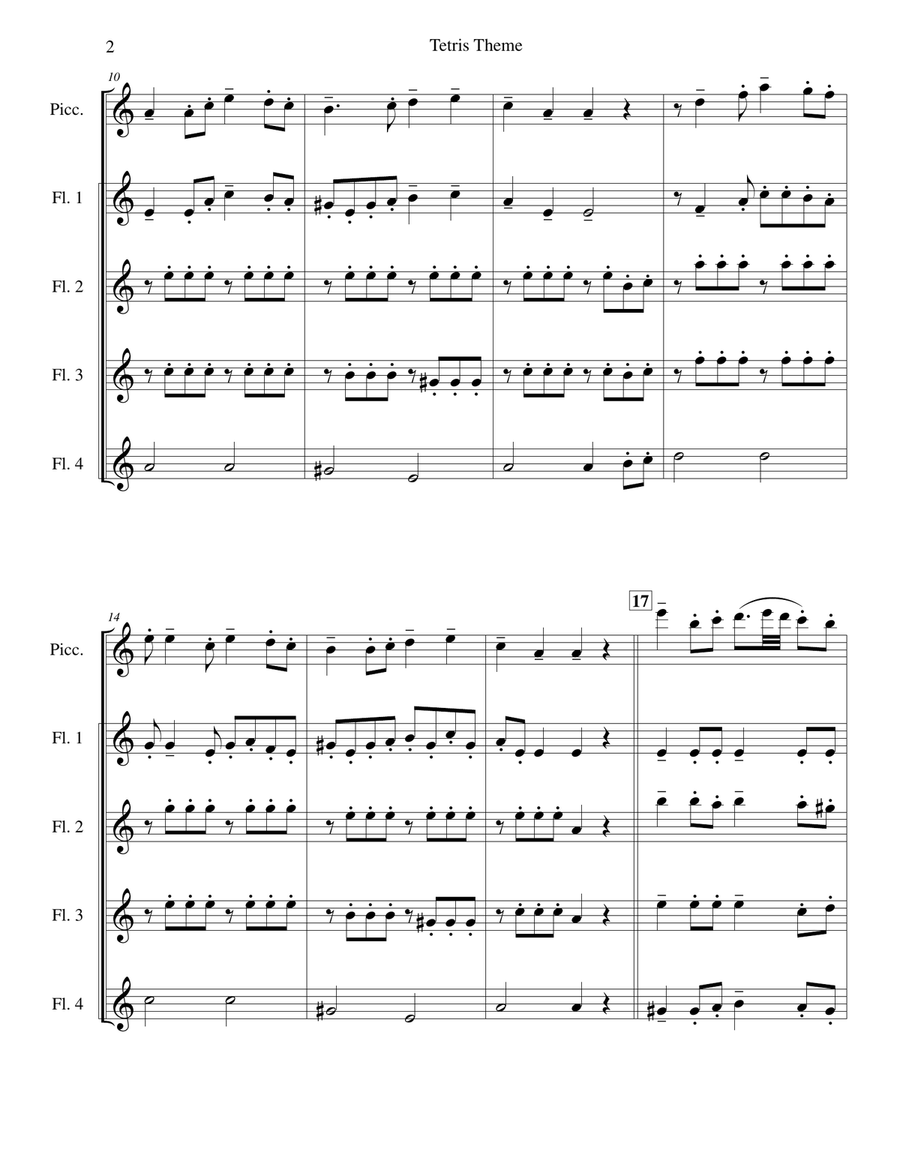 Tetris Theme for Flute Choir Flute Choir scores gallery preview page 3