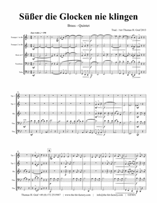 Book cover for Süßer die Glocken nie klingen - German Christmas Song - Brass Quintet