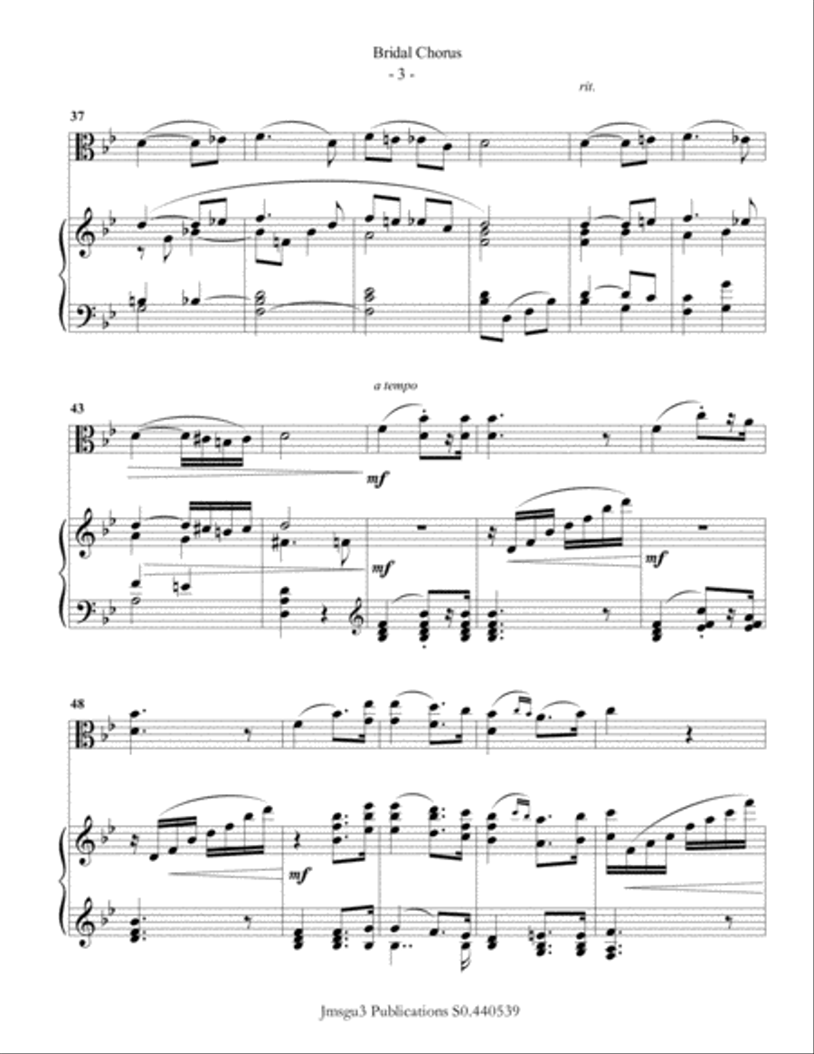 Wagner: Bridal Chorus for Viola & Piano Choir scores gallery preview page 3