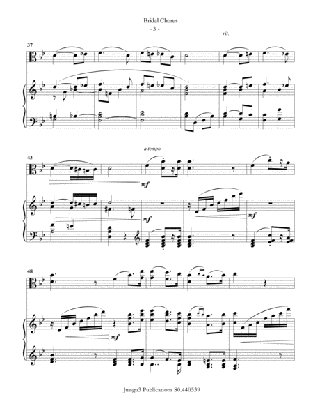Wagner: Bridal Chorus for Viola & Piano image number null