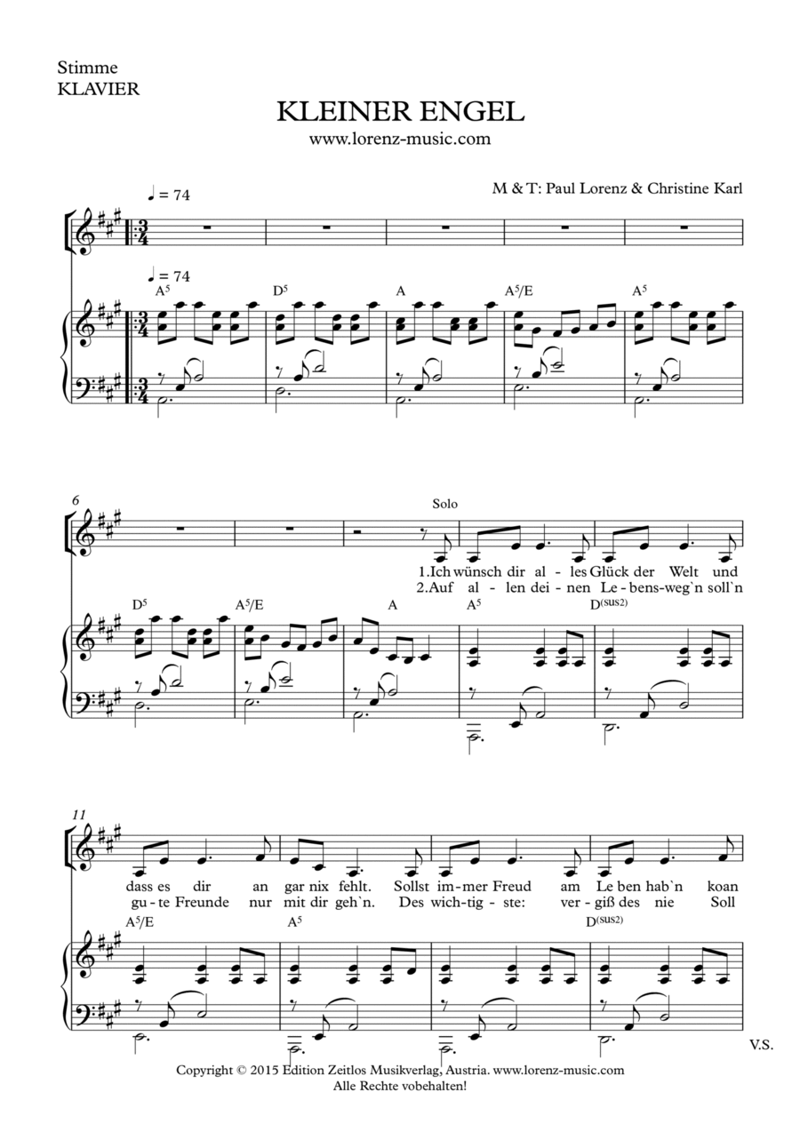 Kleiner Engel (Tauflied) Piano, Vocal, Guitar scores gallery preview page 1