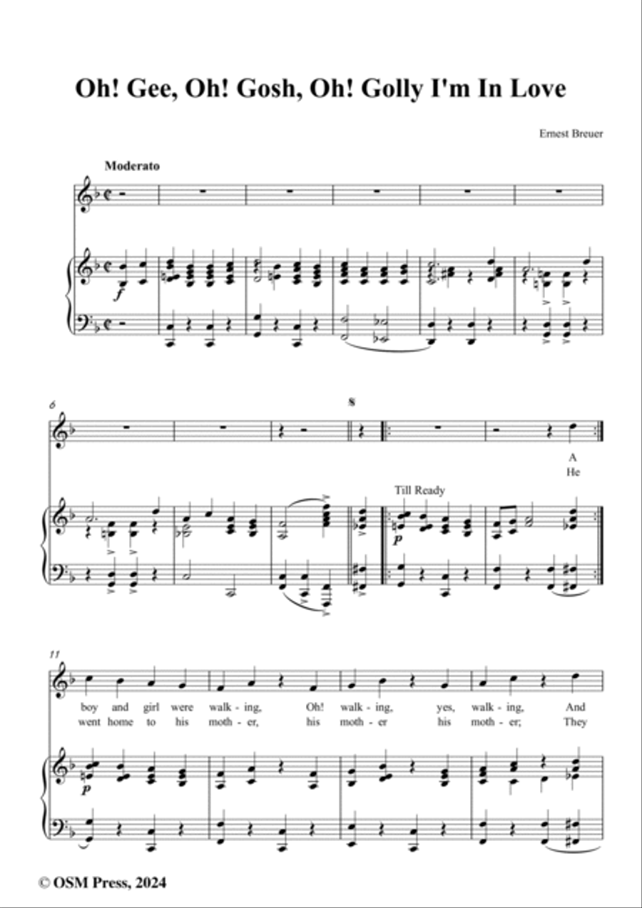 Ernest Breuer-Oh!Gee,Oh!Gosh,Oh!Golly I'm In Love,in F Major Voice scores gallery preview page 2