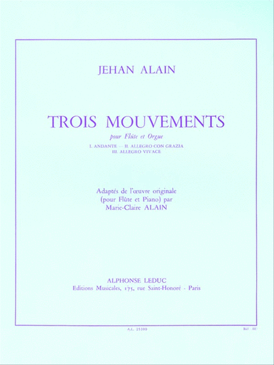 Trois Mouvements (flute And Organ) Flute Solo scores gallery preview page 1